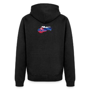 Slowakei Flagge in der Slowakei Landkarte - Unisex Premium Bio Zip Hoodie - Schwarz - Hinten - Nico (187cm)