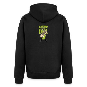 fat barber DNA gift idea - Unisex Premium Organic Zip Hoodie - black - Back - Nico (187cm)