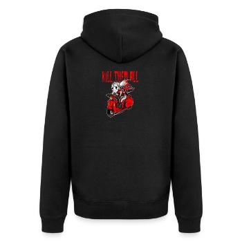 Slayer Kill Them All Geschenkidee - Unisex Premium Bio Zip Hoodie - Schwarz - Hinten - Nico (187cm)