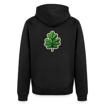 Grünes Blatt Patch - Unisex Premium Bio Zip Hoodie - Schwarz - Hinten - Nico (187cm)