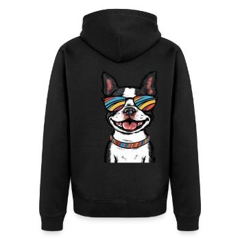 Mignon dessin animé Boston terrier avec des lunettes de soleil - Veste à capuche bio Premium Unisexe - noir - Dos - Nico (187cm)