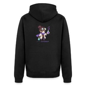Daten Alchemist - Unisex Premium Bio Zip Hoodie - Schwarz - Hinten - Nico (187cm)