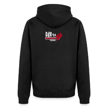 Papa 4.0 lädt Vierfacher Vater Schwangerschaft - Unisex Premium Bio Zip Hoodie - Schwarz - Hinten - Nico (187cm)
