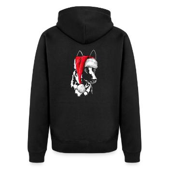 Santa Malinois Christmas St. Nicholas Dogs Wilsigns - Unisex Premium Organic Zip Hoodie - black - Back - Nico (187cm)