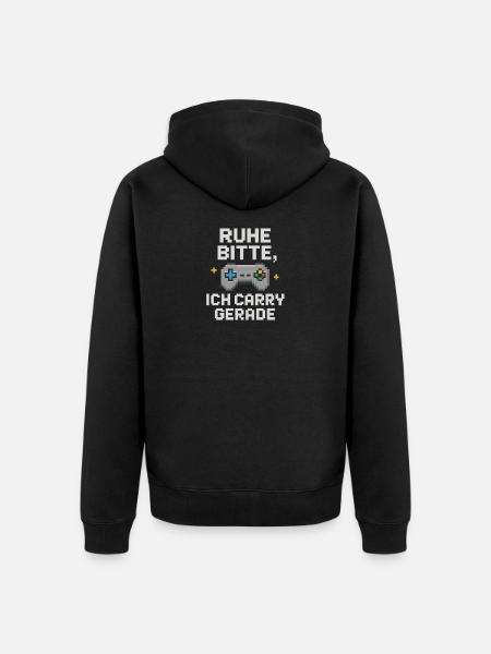 Silence Please Pixel Controller Graphics - Unisex Premium Organic Zip Hoodie - black