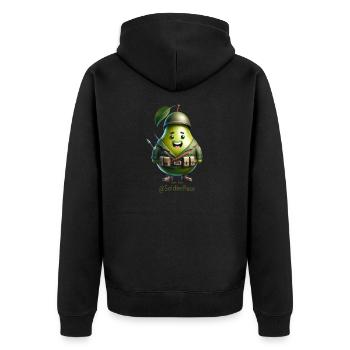 @SoldierPear - Unisex Premium Organic Zip Hoodie - black - Back - Nico (187cm)
