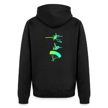 Fallschirmsprung Skydive - Unisex Premium Bio Zip Hoodie - Schwarz - Hinten - Nico (187cm)