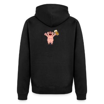 Nutztiere trinken Bier Kuhschwein Huhn und Bier - Unisex Premium Bio Zip Hoodie - Schwarz - Hinten - Nico (187cm)