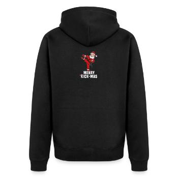 Funny Christmas Karate Santa Merry Kickmas Gift - Unisex Premium Organic Zip Hoodie - black - Back - Nico (187cm)