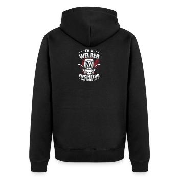 Ich bin ein Schweißer Ingenieure brauchen auch Helden für A. - Unisex Premium Bio Zip Hoodie - Schwarz - Hinten - Nico (187cm)