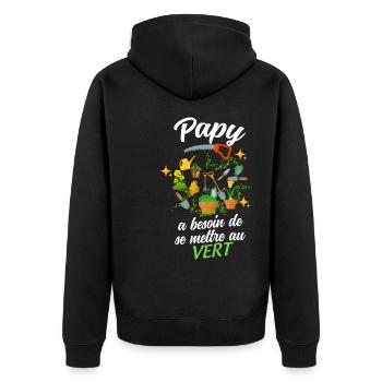Papy Au vert Cadeau Homme Jardinier Humour - Veste à capuche bio Premium Unisexe - noir - Dos - Nico (187cm)