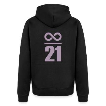 Unendlich durch 21 Millionen Bitcoin - Unisex Premium Bio Zip Hoodie - Schwarz - Hinten - Nico (187cm)
