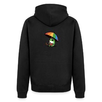 Wetterforsch Meteorologe Frosch Regenschirm Buch - Unisex Premium Bio Zip Hoodie - Schwarz - Hinten - Nico (187cm)