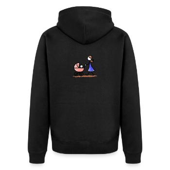 Familie Kinderbild Zeichnung Mutter Kind Mama Baby - Unisex Premium Bio Zip Hoodie - Schwarz - Hinten - Nico (187cm)