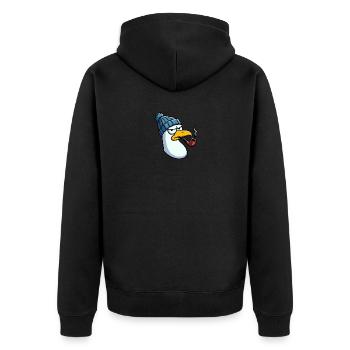Evil Seagull Bonnet en laine et sifflet en bec - Veste à capuche bio Premium Unisexe - noir - Dos - Nico (187cm)