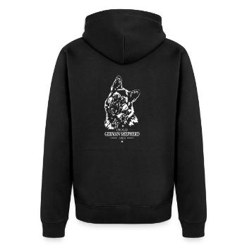 German Shepherd Dad Hunde Hund Wilsigns - Unisex Premium Bio Zip Hoodie - Schwarz - Hinten - Nico (187cm)