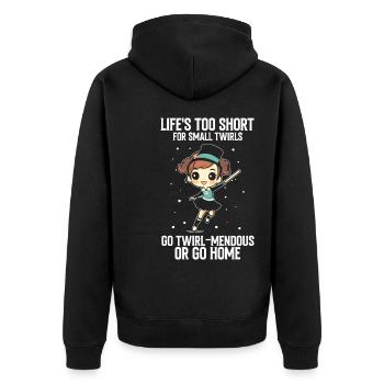 Stocktanz Design für Stabtänzerin - Unisex Premium Bio Zip Hoodie - Schwarz - Hinten - Nico (187cm)