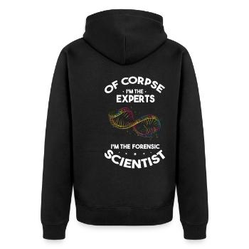 DNA-Analyst und Kriminallabor - Unisex Premium Bio Zip Hoodie - Schwarz - Hinten - Nico (187cm)