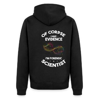 Forensik und forensische Wissenschaft - Unisex Premium Bio Zip Hoodie - Schwarz - Hinten - Nico (187cm)
