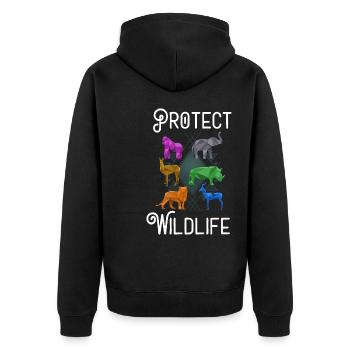 Schützen Sie Wildtiere Wilde Tiere Natur Liebhaber Umwelt - Unisex Premium Bio Zip Hoodie - Schwarz - Hinten - Nico (187cm)