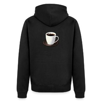Tasse Kaffee - Unisex Premium Bio Zip Hoodie - Schwarz - Hinten - Nico (187cm)