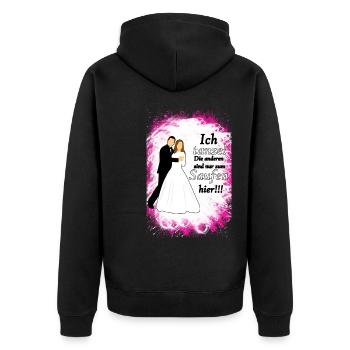 Polterabend Partymonster Junggesellenabschied - Unisex Premium Bio Zip Hoodie - Schwarz - Hinten - Nico (187cm)