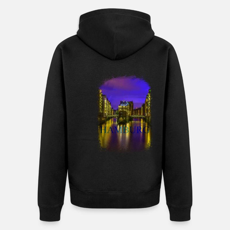 Hamburger Hafen - Unisex Premium Bio Zip Hoodie - Schwarz