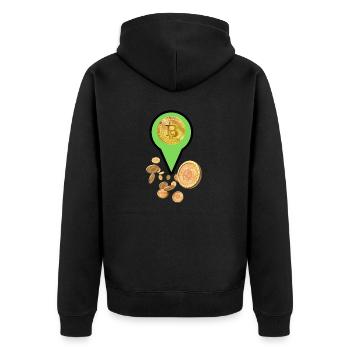 Bitcoin Standort - Unisex Premium Bio Zip Hoodie - Schwarz - Hinten - Nico (187cm)