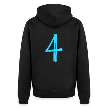 4 ANS. 4e ANNIVERSAIRE. ANNIVERSAIRE 4 ANS. ANNIV - Veste à capuche bio Premium Unisexe - noir - Dos - Nico (187cm)
