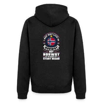 Norwegen Norwegisch Norwegen Flagge Norwegen National - Unisex Premium Bio Zip Hoodie - Schwarz - Hinten - Nico (187cm)
