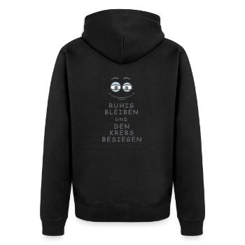 Krebs besiegen - Unisex Premium Bio Zip Hoodie - Schwarz - Hinten - Nico (187cm)