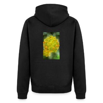 Blooming fantasy alien flower on a strange planet - Unisex Premium Organic Zip Hoodie - black - Back - Nico (187cm)