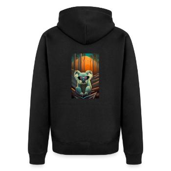 Drawing of a cool Koala with sunglasses - Unisex Premium Organic Zip Hoodie - black - Back - Nico (187cm)
