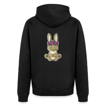 Hanni Hase - Unisex Premium Bio Zip Hoodie - Schwarz - Hinten - Nico (187cm)