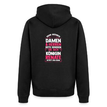 Renate - Unisex Premium Bio Zip Hoodie - Schwarz - Hinten - Nico (187cm)