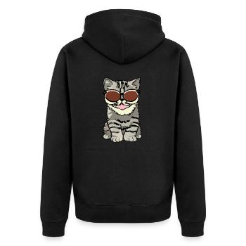 katze - Unisex Premium Bio Zip Hoodie - Schwarz - Hinten - Nico (187cm)