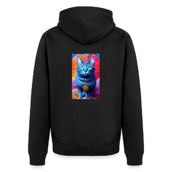 Lovely domestic short haired cat - Unisex Premium Organic Zip Hoodie - black - Back - Nico (187cm)