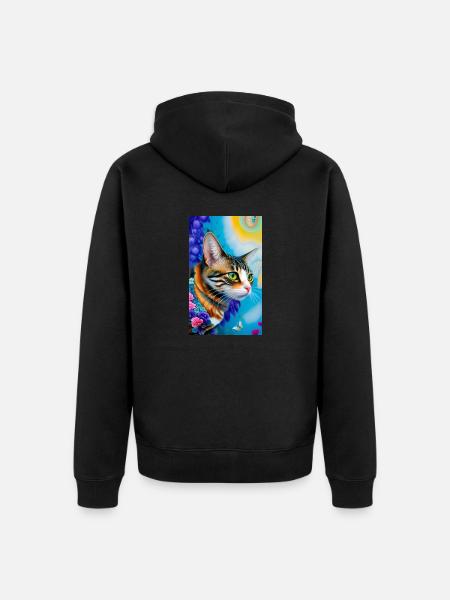 Wunderbare kurzhaarige Hauskatze - Unisex Premium Bio Zip Hoodie - Schwarz