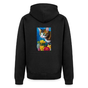Cute domestic short haired cat - Unisex Premium Organic Zip Hoodie - black - Back - Nico (187cm)