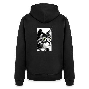 Domestic short haired cat - Unisex Premium Organic Zip Hoodie - black - Back - Nico (187cm)