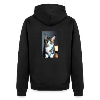 What to do with such domestic short haired cat - Unisex Premium Organic Zip Hoodie - black - Back - Nico (187cm)