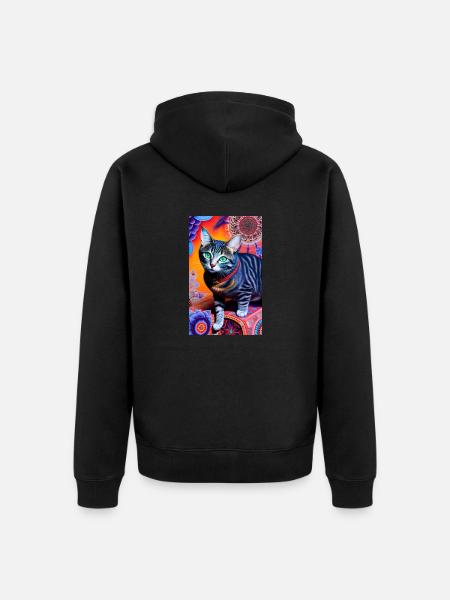 Wunderbare kurzhaarige Hauskatze - Unisex Premium Bio Zip Hoodie - Schwarz