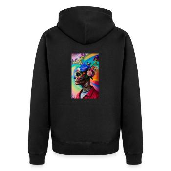 ARTWORK Flower Skull Head Guy - Unisex Premium Organic Zip Hoodie - black - Back - Nico (187cm)