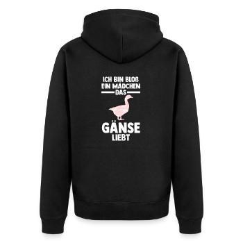 Gans Gänse - Unisex Premium Bio Zip Hoodie - Schwarz - Hinten - Nico (187cm)