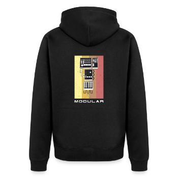 Synthesizer Synth Keyboard Elektronische Musiker - Unisex Premium Bio Zip Hoodie - Schwarz - Hinten - Nico (187cm)