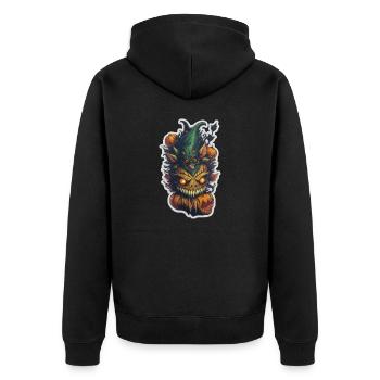 Helloween Pumpkin Monster - Unisex Premium Organic Zip Hoodie - black - Back - Nico (187cm)