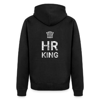 HR King - Unisex Premium Organic Zip Hoodie - black - Back - Nico (187cm)