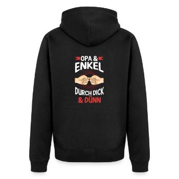 Großvater Opa und Enkel - Unisex Premium Bio Zip Hoodie - Schwarz - Hinten - Nico (187cm)