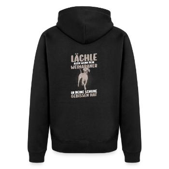 Hund Weimaraner - Unisex Premium Bio Zip Hoodie - Schwarz - Hinten - Nico (187cm)