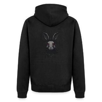 Dunkler Hase - Unisex Premium Bio Zip Hoodie - Schwarz - Hinten - Nico (187cm)